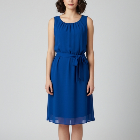 Banana Republic Factory Dresses & Skirts - BR Factory Cobalt Blue Abby Tie Belt Chiffon Sleeveless Midi Dress Size 4